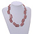 Two Strand Square Dusty Pink Glass Bead Silver Tone Wire Necklace - 48cm L/ 5cm Ext - view 2