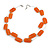 Two Strand Square Peach Orange Glass Bead Silver Tone Wire Necklace - 48cm L/ 5cm Ext - view 3