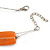Two Strand Square Peach Orange Glass Bead Silver Tone Wire Necklace - 48cm L/ 5cm Ext - view 5