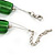 Two Strand Square Green Glass Bead Silver Tone Wire Necklace - 48cm L/ 5cm Ext - view 5