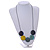 Multicoloured Wood Coin Bead Grey Cotton Cord Necklace - 94cm L (Max Length) Adjustable - view 2
