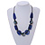 Statement Cluster Ceramic, Wood Bead Necklace with Black Cotton Cord (Blue) - 60cm L - view 2