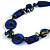 Statement Cluster Ceramic, Wood Bead Necklace with Black Cotton Cord (Blue) - 60cm L - view 3
