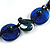 Statement Cluster Ceramic, Wood Bead Necklace with Black Cotton Cord (Blue) - 60cm L - view 8