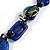 Statement Cluster Ceramic, Wood Bead Necklace with Black Cotton Cord (Blue) - 60cm L - view 4