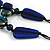 Statement Cluster Ceramic, Wood Bead Necklace with Black Cotton Cord (Blue) - 60cm L - view 6