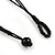 Statement Cluster Ceramic, Wood Bead Necklace with Black Cotton Cord (Blue) - 60cm L - view 7