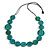 Melange Teal Coin Wood Bead Black Cotton Cord Long Necklace - 100cm Long (Max Length) Adjustable - view 3