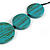 Melange Teal Coin Wood Bead Black Cotton Cord Long Necklace - 100cm Long (Max Length) Adjustable - view 6