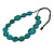 Melange Teal Coin Wood Bead Black Cotton Cord Long Necklace - 100cm Long (Max Length) Adjustable - view 7
