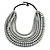 Statement Multistrand Layered  Wood Bead Necklace In Metallic Silver - 50cm Shortest/ 70cm Longest Strand - view 3