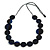 Melange Dark Blue Coin Wood Bead Black Cotton Cord Long Necklace - 100cm Long (Max Length) Adjustable - view 6
