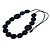 Melange Dark Blue Coin Wood Bead Black Cotton Cord Long Necklace - 100cm Long (Max Length) Adjustable - view 3