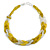 Unique Braided Glass Bead Necklace In Yellow/ Transparent - 52cm Long