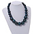 Animal Print Wood Bead Chunky Necklace (Teal Blue/ Black) - 50cm L/ 5cm Ext - view 2