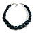 Animal Print Wood Bead Chunky Necklace (Teal Blue/ Black) - 50cm L/ 5cm Ext