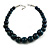 Animal Print Wood Bead Chunky Necklace (Teal Blue/ Black) - 50cm L/ 5cm Ext - view 3