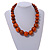 Animal Print Wood Bead Chunky Necklace (Orange/ Black) - 50cm L/ 5cm Ext - view 2