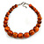 Animal Print Wood Bead Chunky Necklace (Orange/ Black) - 50cm L/ 5cm Ext - view 3