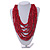Statement Multistrand Layered Bib Style Wood Bead Necklace In Cherry Red - 50cm Shortest/ 70cm Longest Strand - view 2