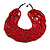 Statement Multistrand Layered Bib Style Wood Bead Necklace In Cherry Red - 50cm Shortest/ 70cm Longest Strand