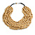 Statement Multistrand Layered Bib Style Wood Bead Necklace In Natural - 50cm Shortest/ 70cm Longest Strand