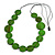Melange Green Coin Wood Bead Black Cotton Cord Long Necklace - 100cm Long (Max Length) Adjustable