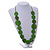 Melange Green Coin Wood Bead Black Cotton Cord Long Necklace - 100cm Long (Max Length) Adjustable - view 3