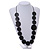 Black Coin Wood Bead Cotton Cord Long Necklace - 100cm Long (Max Length) Adjustable - view 2