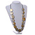 Melange Metallic Silver Coin Wood Bead Black Cotton Cord Long Necklace - 100cm Long (Max Length) Adjustable - view 2