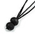 Melange Metallic Silver Coin Wood Bead Black Cotton Cord Long Necklace - 100cm Long (Max Length) Adjustable - view 7