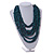 Statement Multistrand Layered Bib Style Wood Bead Necklace In Teal - 50cm Shortest/ 70cm Longest Strand - view 2