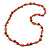 Orange Wood Bead Black Cotton Cord Necklace - 80cm L - view 3