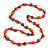 Orange Wood Bead Black Cotton Cord Necklace - 80cm L - view 4
