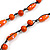 Orange Wood Bead Black Cotton Cord Necklace - 80cm L - view 5