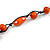 Orange Wood Bead Black Cotton Cord Necklace - 80cm L - view 6