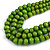 Statement Layered Wood Bead Necklace in Lime Green - 70cm Long - view 4