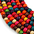 Multistrand Layered Multicoloured Wood Bead Black Cotton Cord Necklace - 72cm Long - view 5
