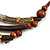 Statement Layered Wooden Bar with Leather Detailing Cotton Cord Necklace (Brown, Multicoloured) - 54cm L (Min)/ Adjustable - view 4