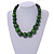 Animal Print Wood Bead Chunky Necklace (Green/ Black) - 50cm L/ 5cm Ext - view 2