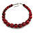 Animal Print Wood Bead Chunky Necklace (Cherry Red/ Black) - 50cm L/ 5cm Ext