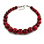Animal Print Wood Bead Chunky Necklace (Cherry Red/ Black) - 50cm L/ 5cm Ext - view 4