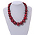 Animal Print Wood Bead Chunky Necklace (Cherry Red/ Black) - 50cm L/ 5cm Ext - view 3