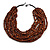 Statement Multistrand Layered Bib Style Wood Bead Necklace In Brown - 50cm Shortest/ 70cm Longest Strand - view 3
