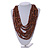 Statement Multistrand Layered Bib Style Wood Bead Necklace In Brown - 50cm Shortest/ 70cm Longest Strand - view 2