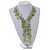 Lime Green/ Transparent Glass Bead, Sea Shell Component Tassel Necklace with Button and Loop Closure - 44cm L (Necklace)/ 17cm L (Tassel) - view 2