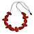 Geometric Melange Red Wood Bead Grey Cotton Cord Necklace - 94cm L (Max Length) Adjustable - view 7