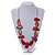 Geometric Melange Red Wood Bead Grey Cotton Cord Necklace - 94cm L (Max Length) Adjustable - view 2