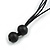 Black/ Off White Coin Wood Bead with Black Cotton Cords Necklace - 86cm L (Max Length) Adjustable - view 6