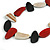 Geometric Melange Red/ White/ Black  Wood Bead Black Cotton Cord Necklace - 94cm L (Max Length) Adjustable - view 3
